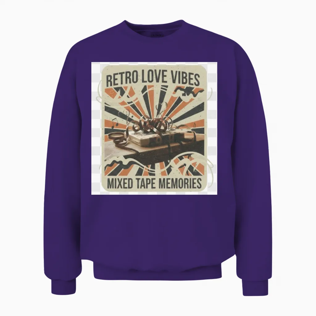 Vintage Love Music Lovers Gift Unisex Sweatshirt in Purple