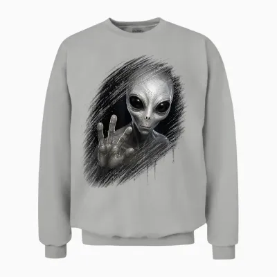 Cadeau Original 3d Ufo Ovni Trompe œil Extraterrestre Alien Unisex Sweatshirt - Ash