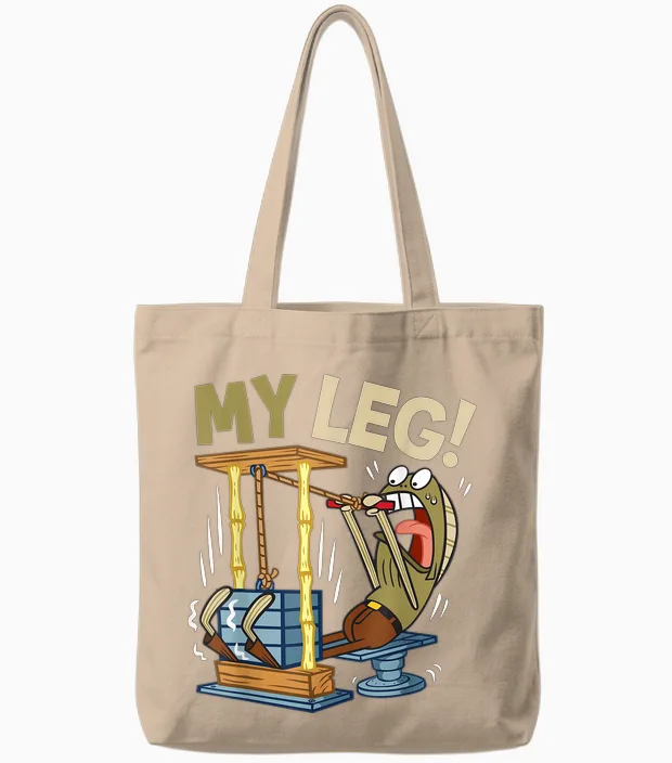 Mademark X Spongebob Squarepants - My Leg Legs Day Weight Lifting Bodybuilding Spongebob Gym Tote Bags in Natural