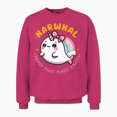 Narwhal Proof That Magic Exists Unisex Sweatshirt - Heliconia