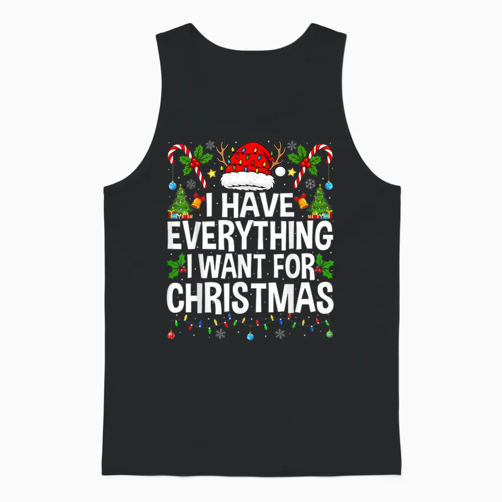 I Have Everything I Need Couples Pajamas Christmas Couple Unisex Tank Top in Black