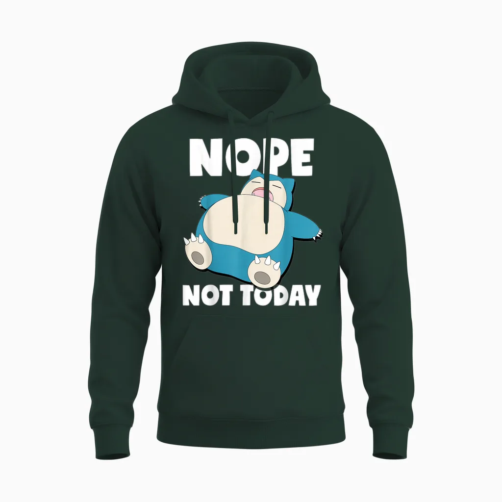 Pokémon - Snorlax Sleeping Nope Not Today Unisex Hoodie in Forest