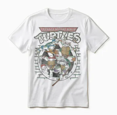 Tmnt Ninja Turtles Action Shot All Characters Unisex T-Shirt - White