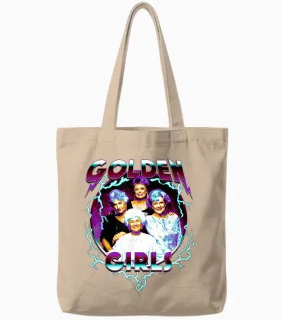 The Golden Girls Iconic 80s Metal Vibes Group Shot Portrait T-Shirt, Black Tote Bags - Natural