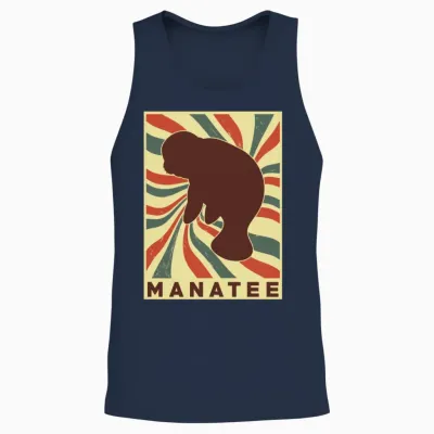 Manatee Retro Vintage Unisex Tank Top - Navy