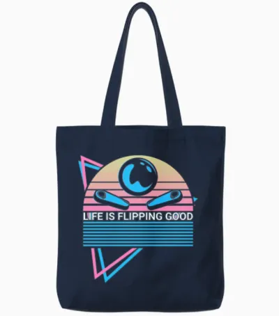 Pinball Machine Retro Tote Bags - Navy