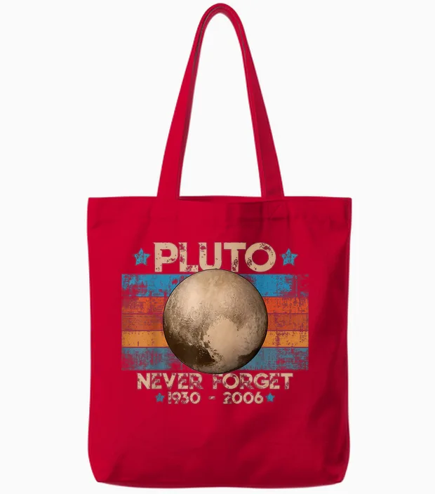 Vintage Never Forget Pluto Funny Retro Astronomy Space Tote Bags in Red