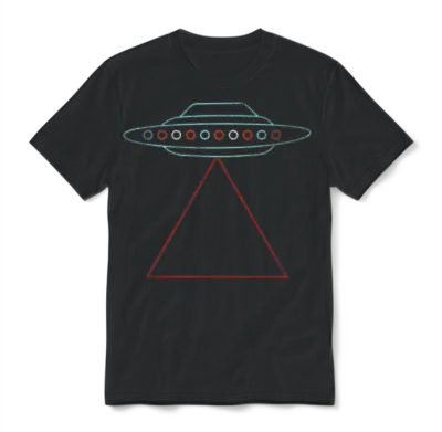 Retro Ufo Unisex T-Shirt - Black