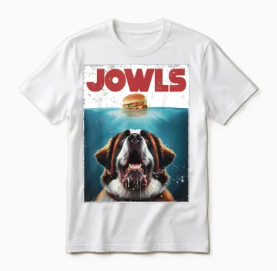 Funny St. Bernard, Jowls Burger, Saint Giant Dog Mom, Dad Unisex T-Shirt - White
