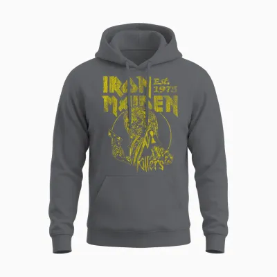 Iron Maiden - Killers Yellow Circle Unisex Hoodie - Charcoal