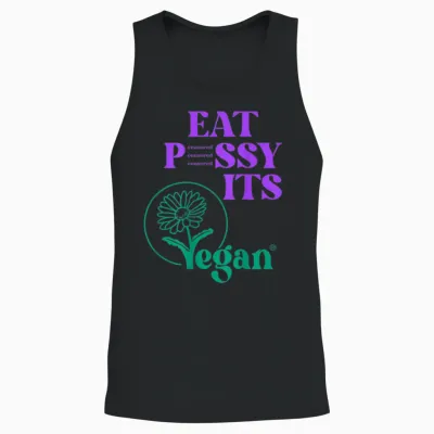 Eat Pssy Its Vegan X Pusssy Censored Vegetarian Vegan Back T-Shirt, White Unisex Tank Top - Black