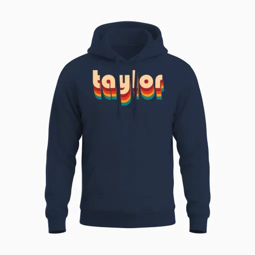 Retro Taylor Name Unisex Hoodie in Navy