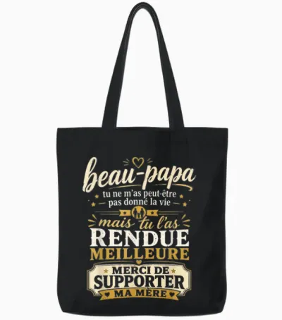 Beau Papa Cadeau Humour Fête Des Pères Personnalisé Tote Bags - Black
