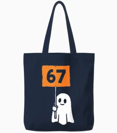 67 Meme Humor 6-7 Funny Six Seven Halloween Tote Bags - Navy