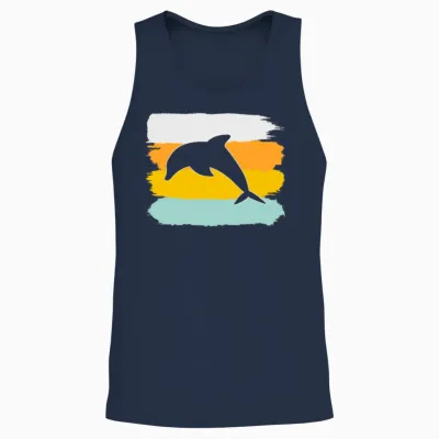 Dolphin Retro Unisex Tank Top - Navy