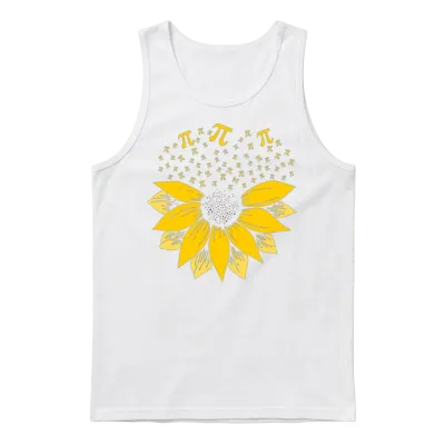 Pi Day Sunflower Unisex Tank Top - White
