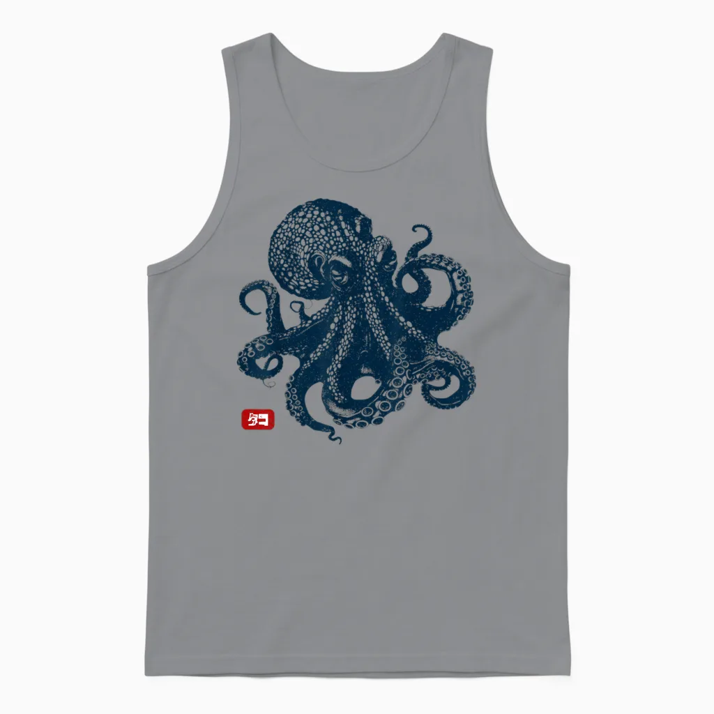 Octopus Vintage Japanese Aesthetic T-Shirt, Grey, S Unisex Tank Top in Sport Grey