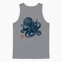 Octopus Vintage Japanese Aesthetic T-Shirt, Grey, S Unisex Tank Top in Sport Grey - 1
