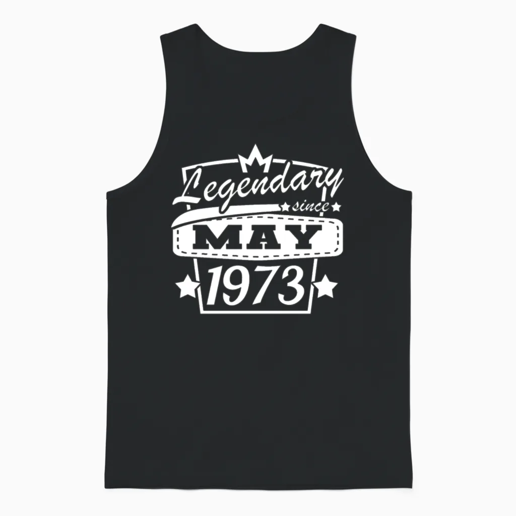 May 1973 Retro Birthday Unisex Tank Top in Black