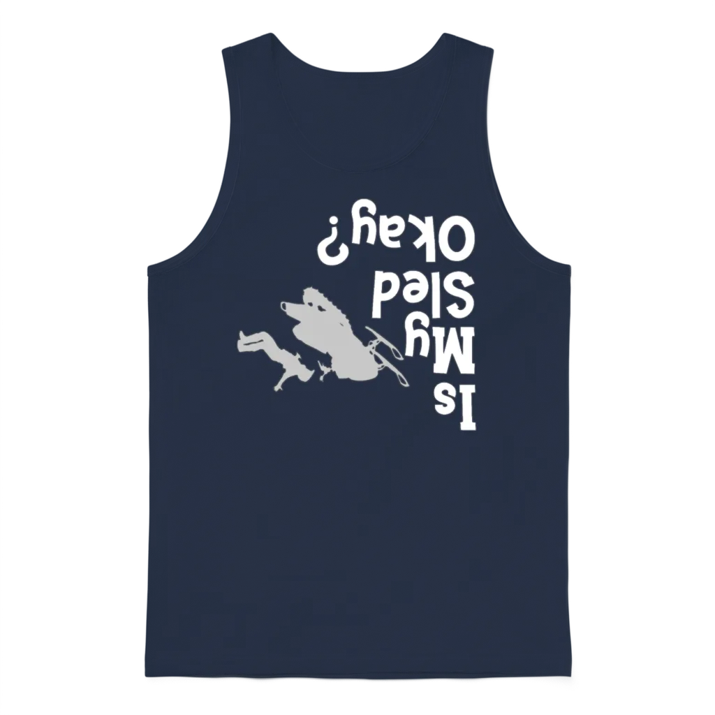 Funny Snowmobile Snowmobiling Rider Is My Sled Ok Unisex Tank Top - Navy