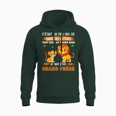 Child Future Announcement Pregnancy Big Brother I Will Be Big Brother T-Shirt, Black, 2 Unisex Hoodie - Forest
