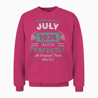 July 1974 Vintage Birthday Present Unisex Sweatshirt - Heliconia