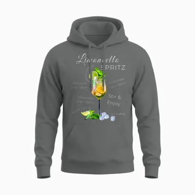 Spritz Limoncello Recipe Summer Cocktail T-Shirt, Black, S Unisex Hoodie - Graphite Heather