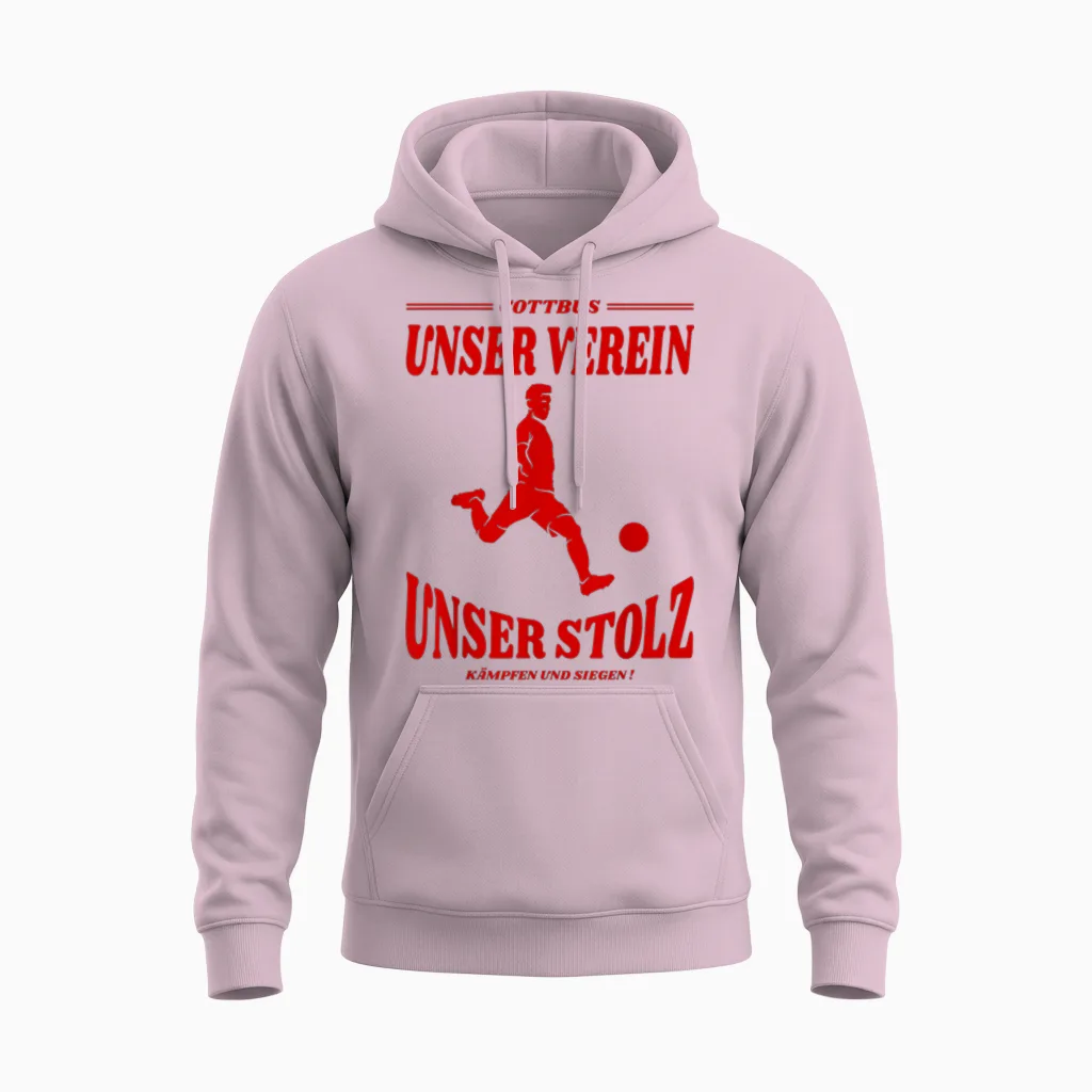 Cottbus Fußball Fan Unisex Hoodie in Light Pink
