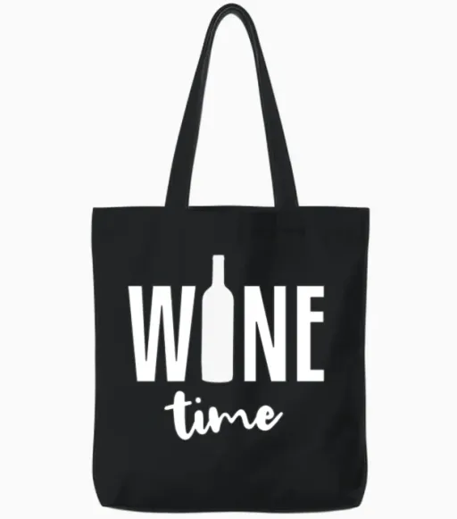 Wine Time - & Beer Tote Bags in Black