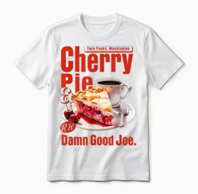 Twin Peaks Cherry Pie and Joe Rr Diner Tv Show T-Shirt, Black, S Unisex T-Shirt - White