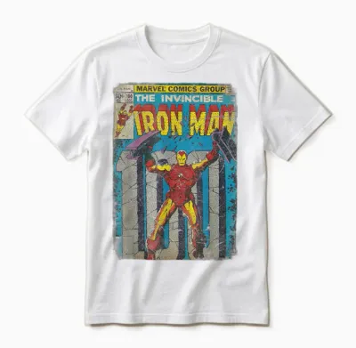 Iron Man Classic Retro Comic Vintage Cover Graphic Unisex T-Shirt - White