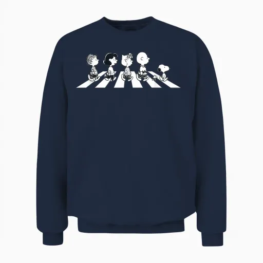 Peanuts - Snoopy Charlie Brown Crossing Street Unisex Sweatshirt in Navy