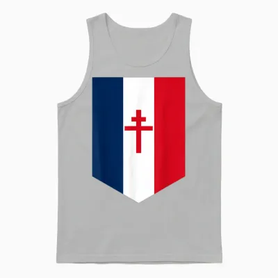 Drapeau Français Avec Croix De Lorraine T-Shirt, Black, S Unisex Tank Top - Ash
