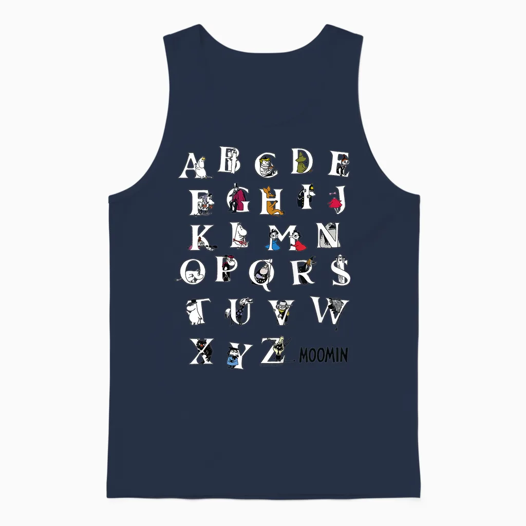Kids Moomin Alphabet Color Kids T-Shirt, Blue Unisex Tank Top in Navy