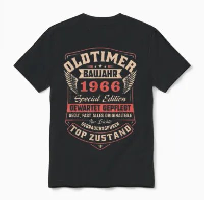 60. Geburtstag 60 Jahre 1966 Vintage Deko Lustig Geschenk Unisex T-Shirt - Black