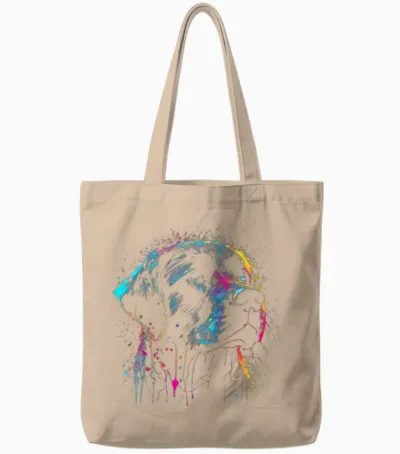 Schwarzer Labrador Hund Malerei Aquarell Farbe Bunte Mama Tote Bags - Natural
