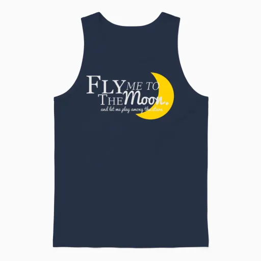 Fly Me to the Moon Unisex Tank Top in Navy
