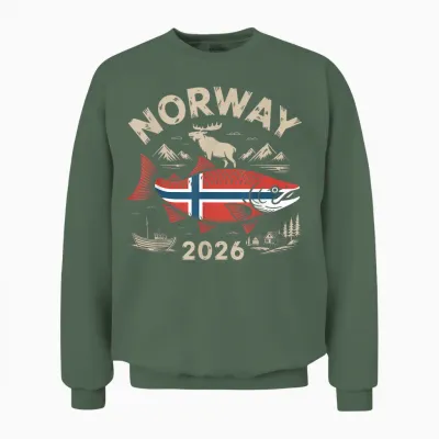 Norwegen 2026 Tour Angeln Unisex Sweatshirt - Military Green