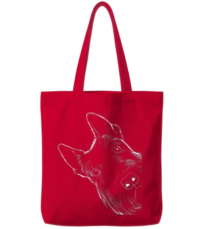 Funny Scottie Dog Scottish Terrier Tote Bags - Red