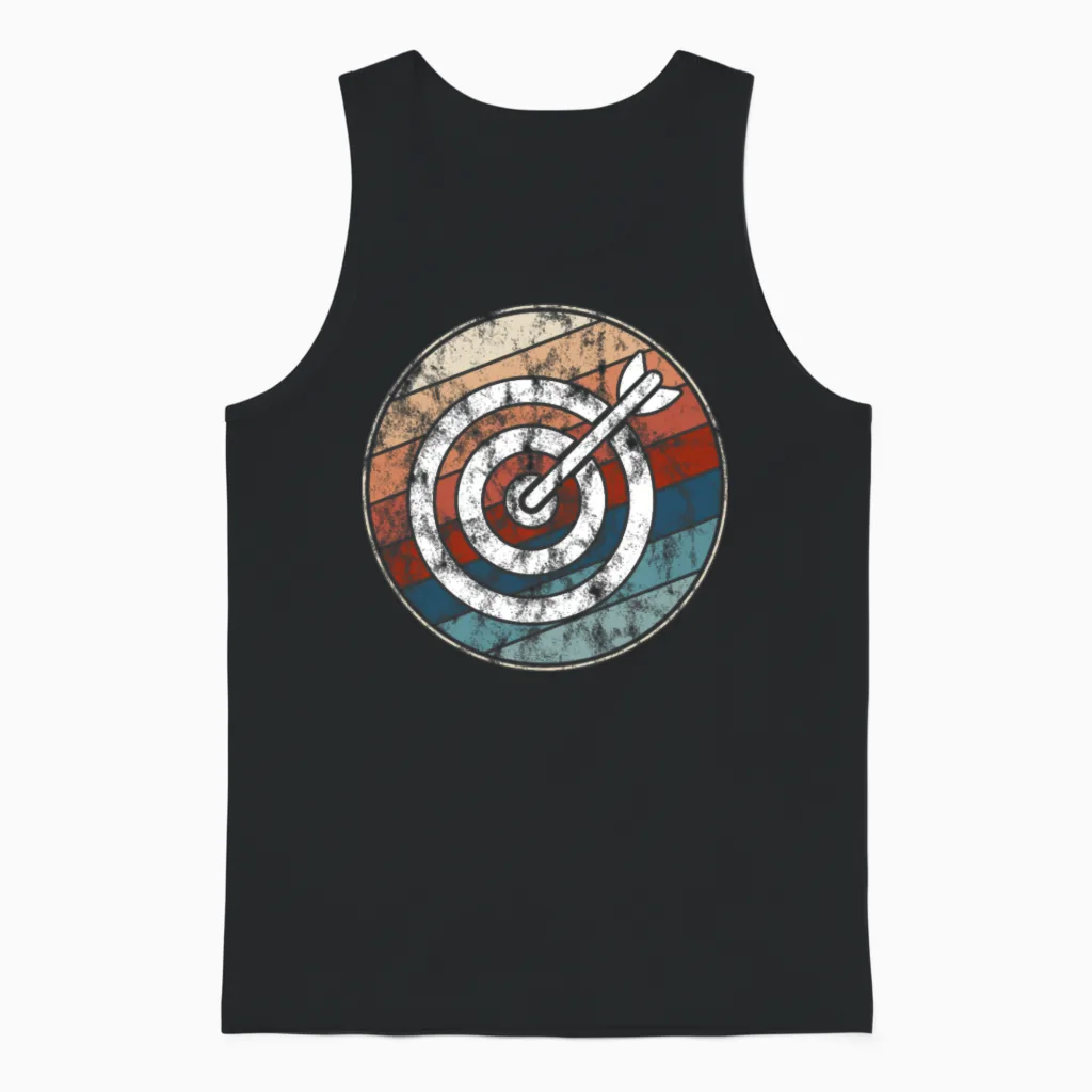 Retro Archery Bullseye Unisex Tank Top - Black