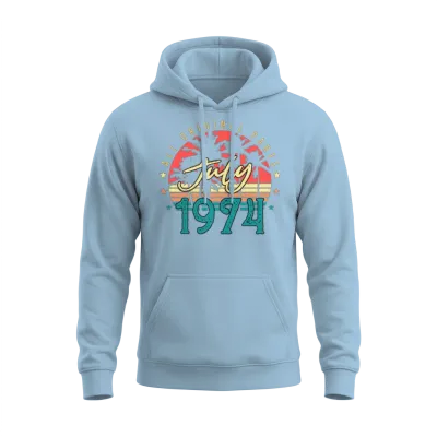Retro 1974 July Unisex Hoodie - Light Blue