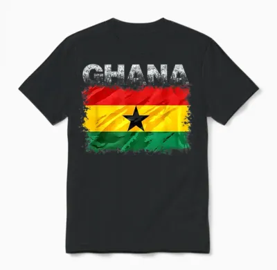 Ghana Flag T-Shirt, Black, S Unisex T-Shirt - Black