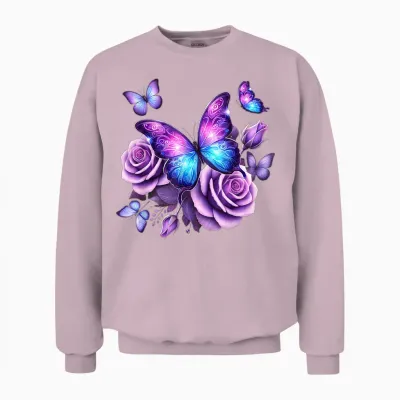 Beautiful Butterfly Purple Pink Butterfly Lovers Gifts Women Unisex Sweatshirt - Light Pink