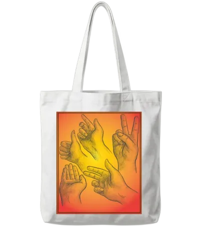 Sign Languages Fashion Design Tote Bags - White