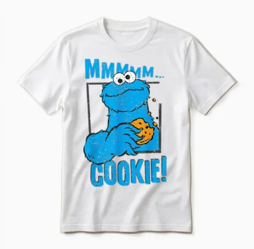 Sesame Street - Cookie Monster Unisex T-Shirt in White