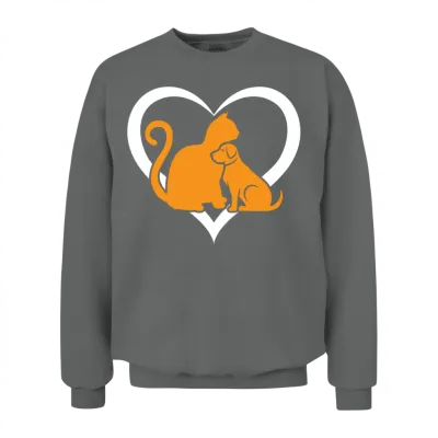 Dog Lover Dog and Cat Lover - Funny Cat & Dog Hear Unisex Sweatshirt - Graphite Heather