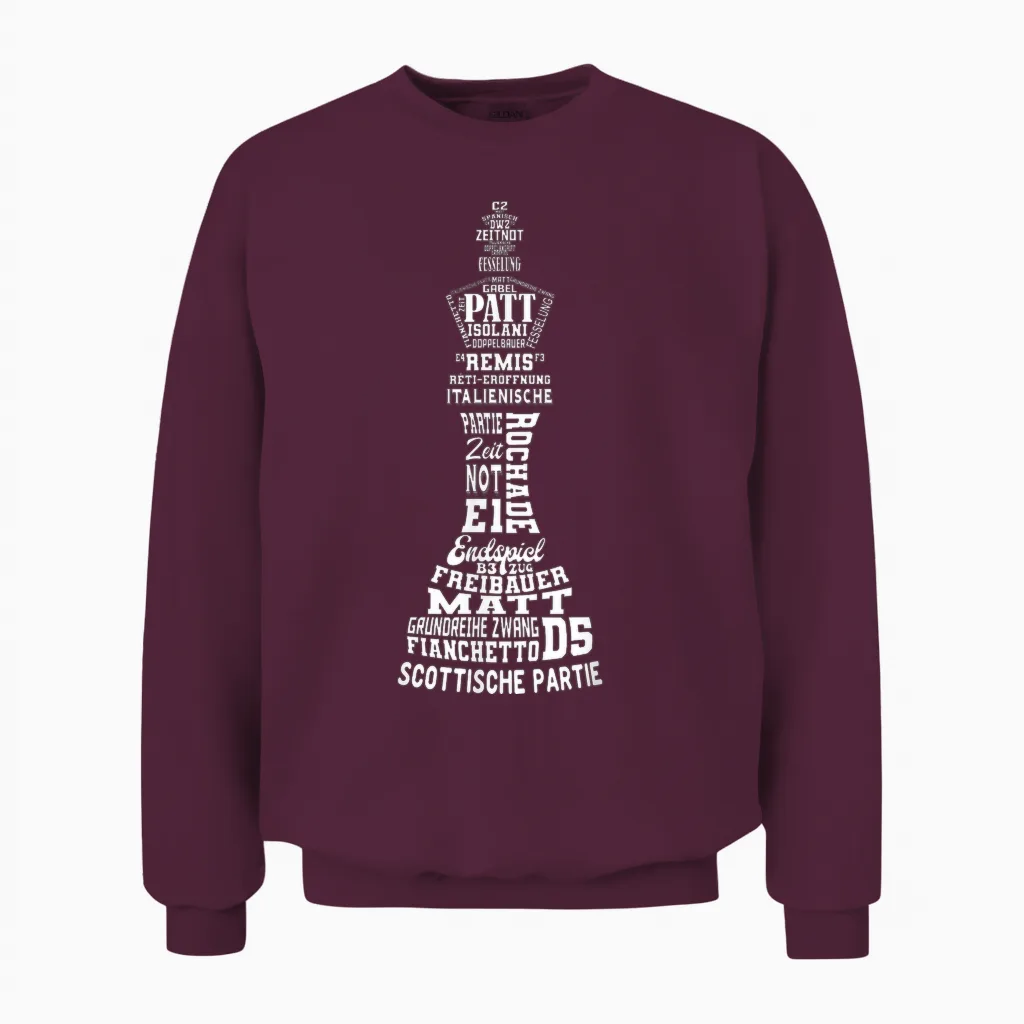 Chess King Chess Player Men's Children's Boys' T-Shirt, Black Unisex Sweatshirt in Maroon
