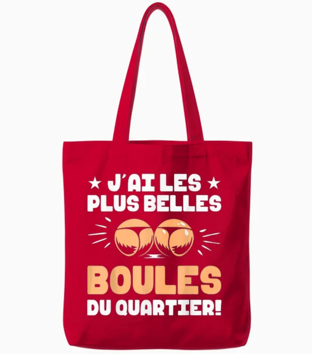 J'ai Les Plus Belles Boules Passion Gift Humour Petanque Tote Bags in Red