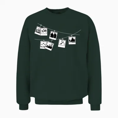 Polaroid Photo Hiking Theme Unisex Sweatshirt - Forest