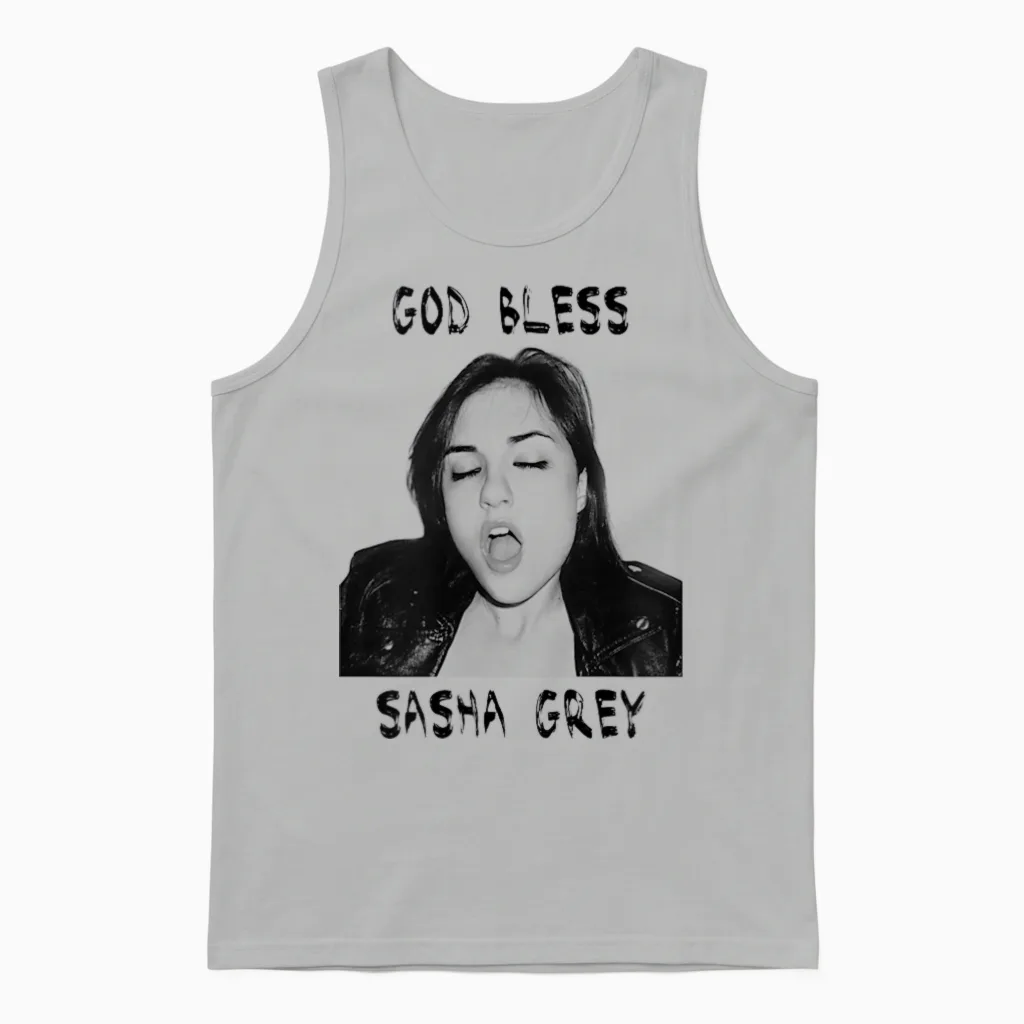 God Bless Sasha Grey T-Shirt (unisex) Unisex Tank Top in Ash